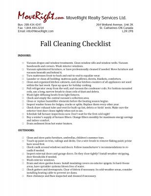 Fall Cleaning Checklist